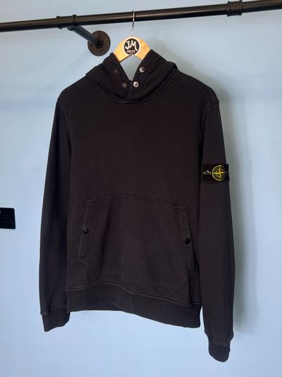 Medium Stone Island Navy Blue Button Popper Hoodie Jumper